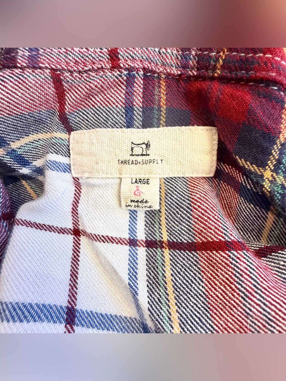 ANTHROPOLOGIE THREAD & SUPPLY Women’s Plaid Flannel Tunic Shirt Dress Size Large - Picture 4 of 11